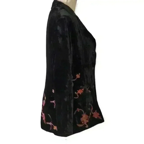 J.Jill Embroidered Velvet Jacket Boho Floral Velour Festival Coat Vintage Small - Picture 2 of 7